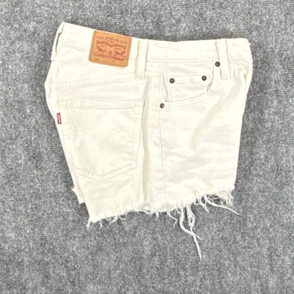 Levis 501 Original Womens W25 High Rise White Denim Cutoff Shorts 56327-0248